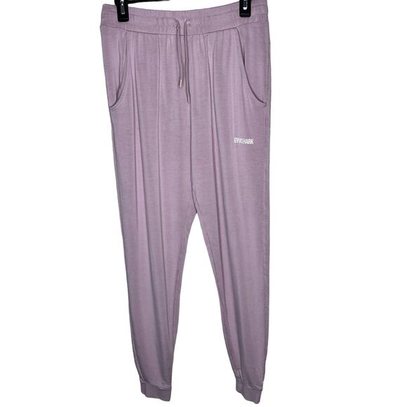 Gymshark Joggers LARGE Womens Pink Pull On Jersey Logo High Rise Athleisure Gym - Picture 1 of 8